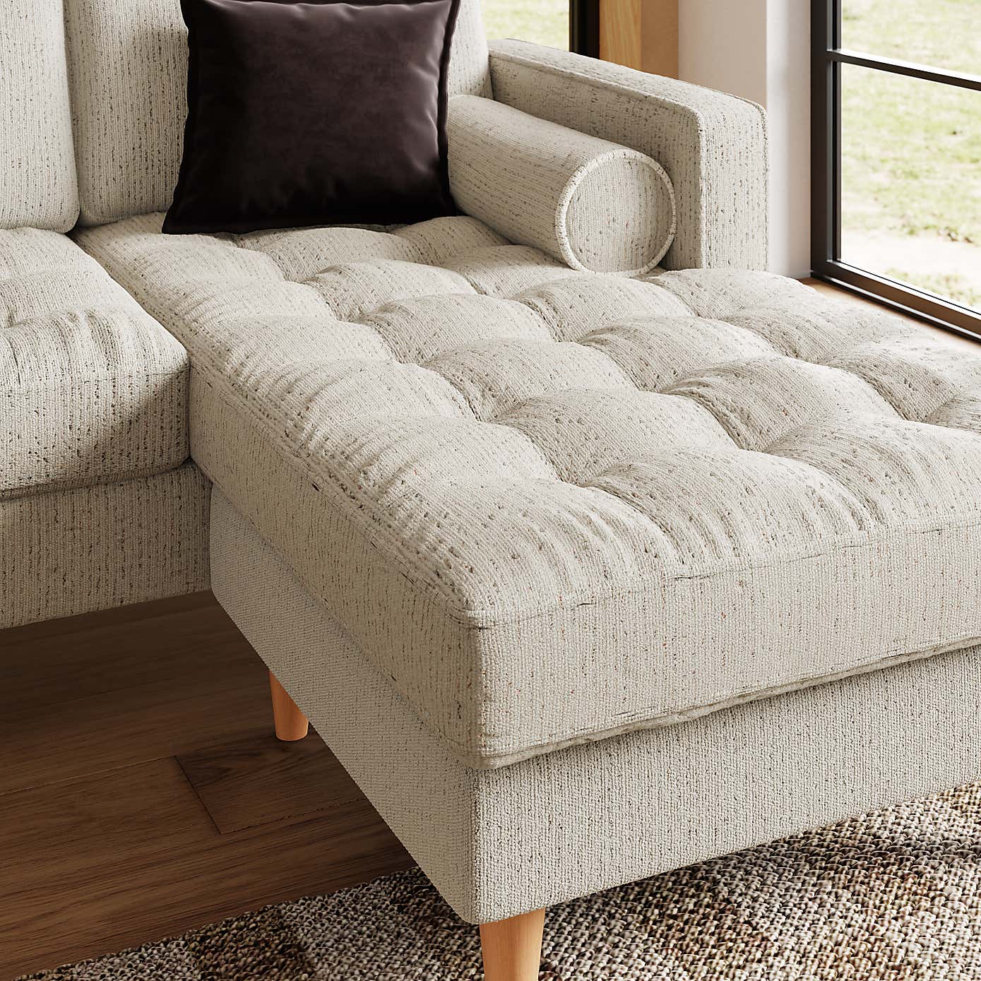 Zoe Boucle Fleck Corner Chaise Sofa