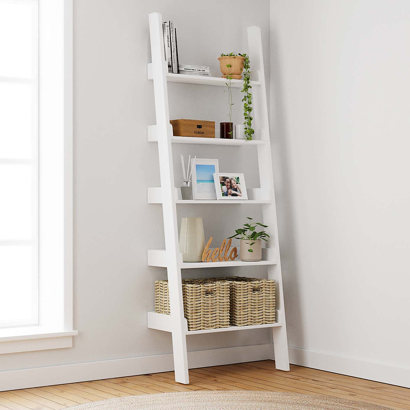 Lynton White Ladder Bookcase