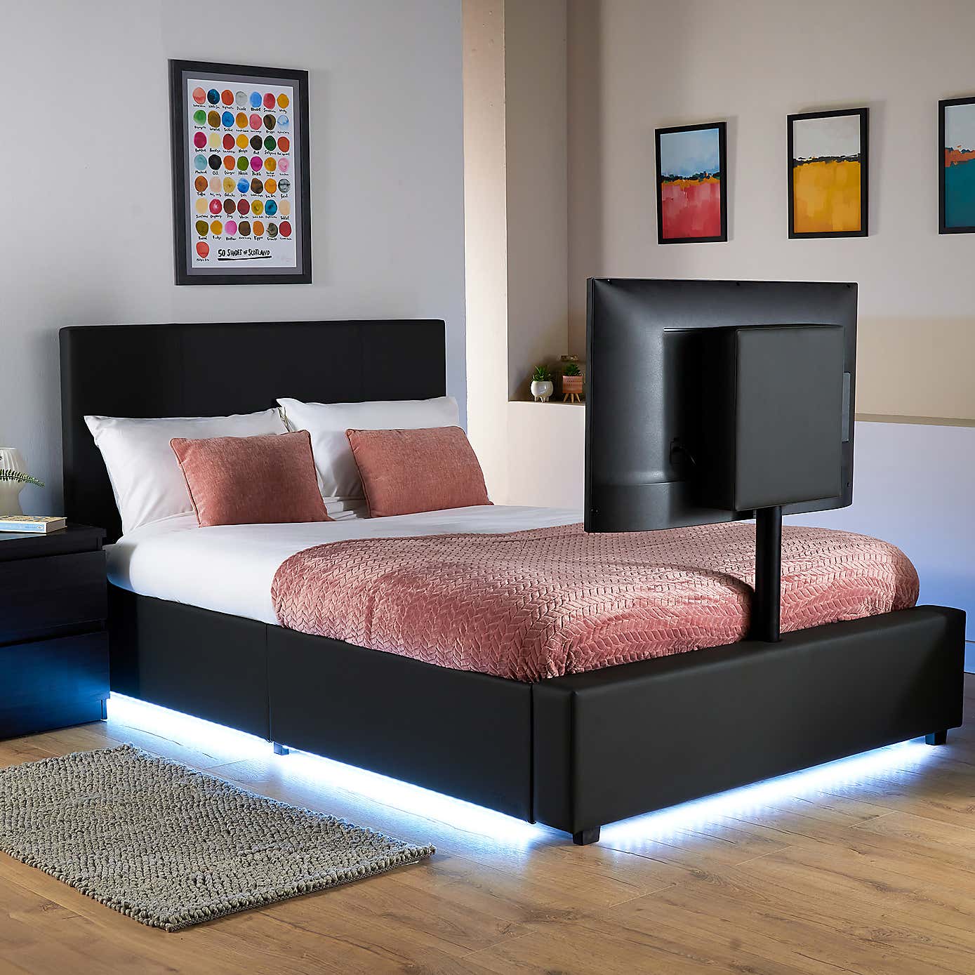 X Rocker Living Ava TV Bed with LED Lights and TV Mount