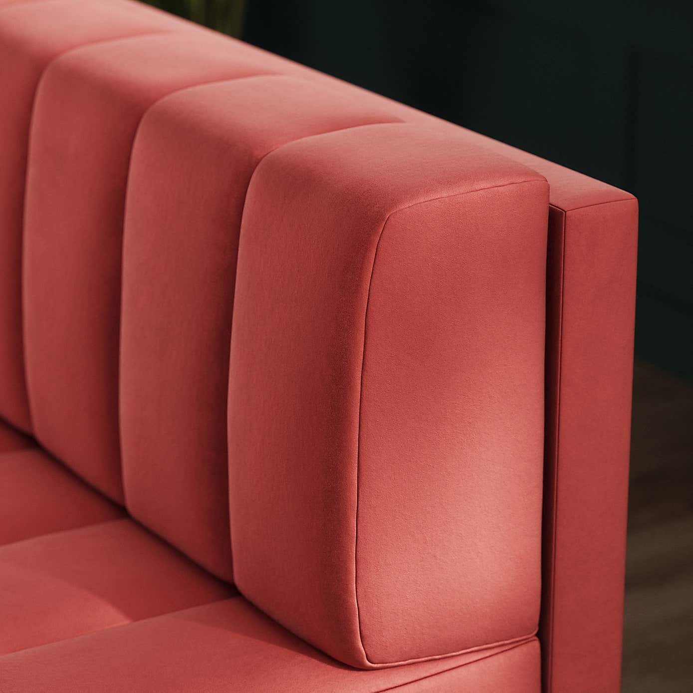 Amali Corner Dining Bench, Matte Plush Velvet