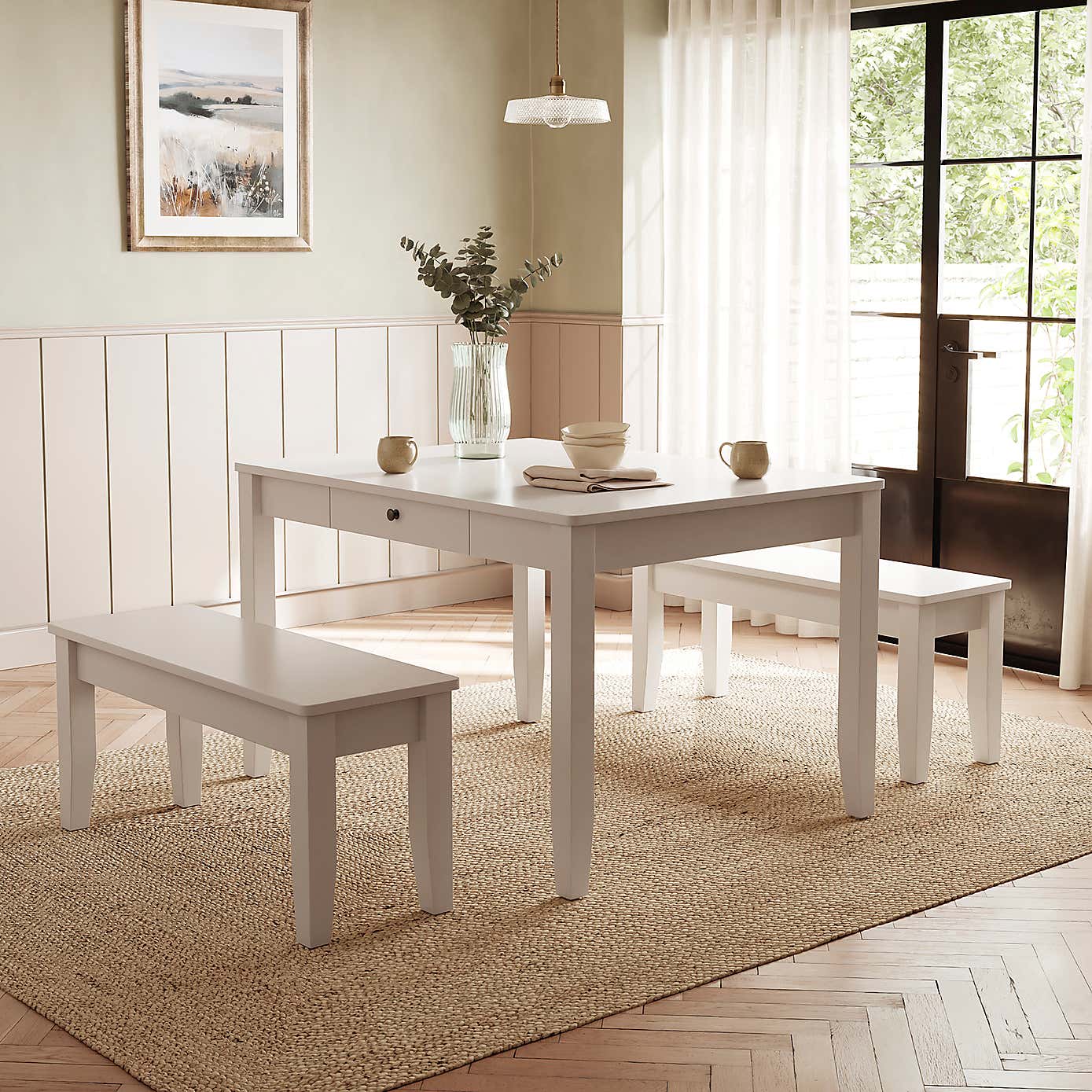 Lynton 4 Seater Dining Table and Bench Set