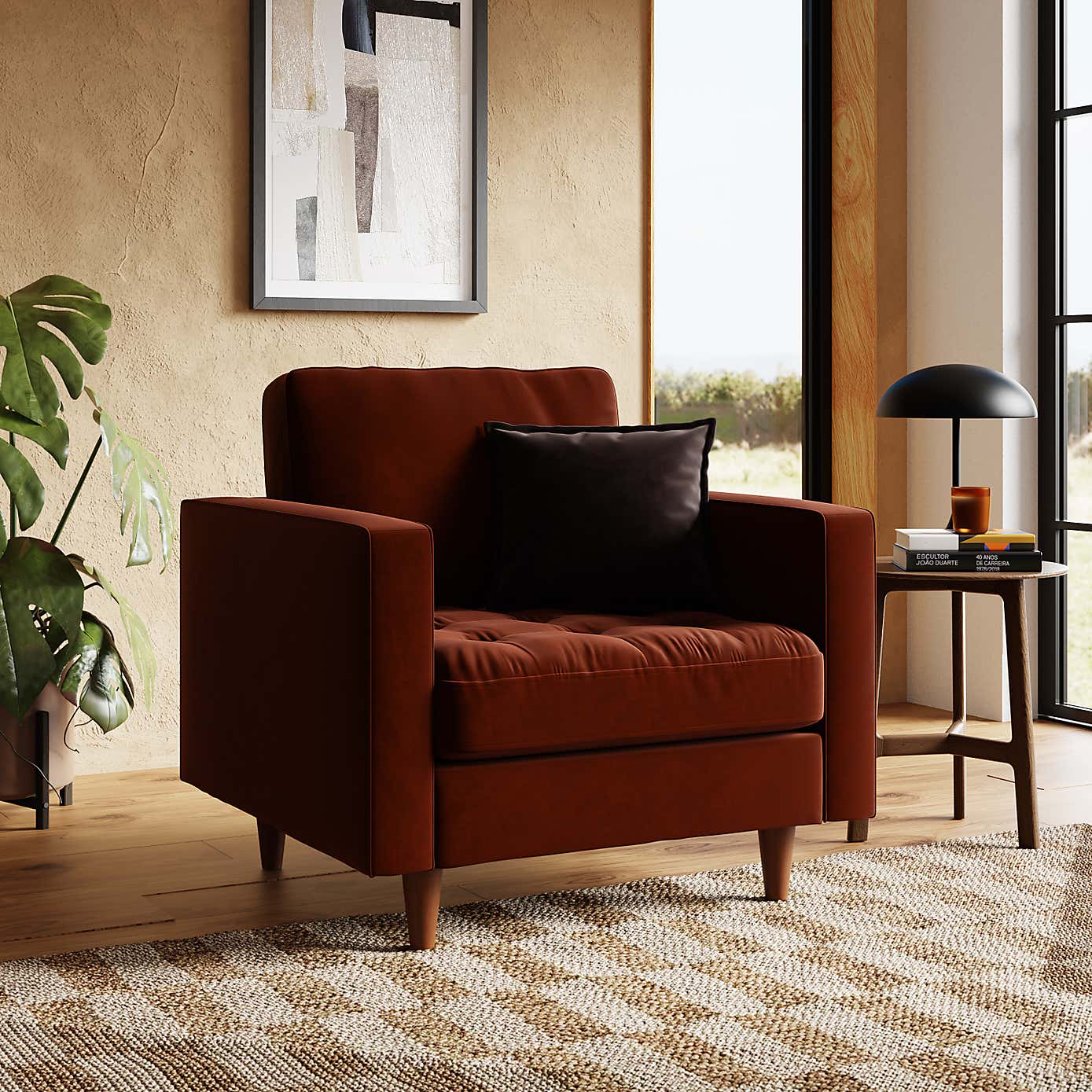 Zoe Casual Sit Velvet Armchair