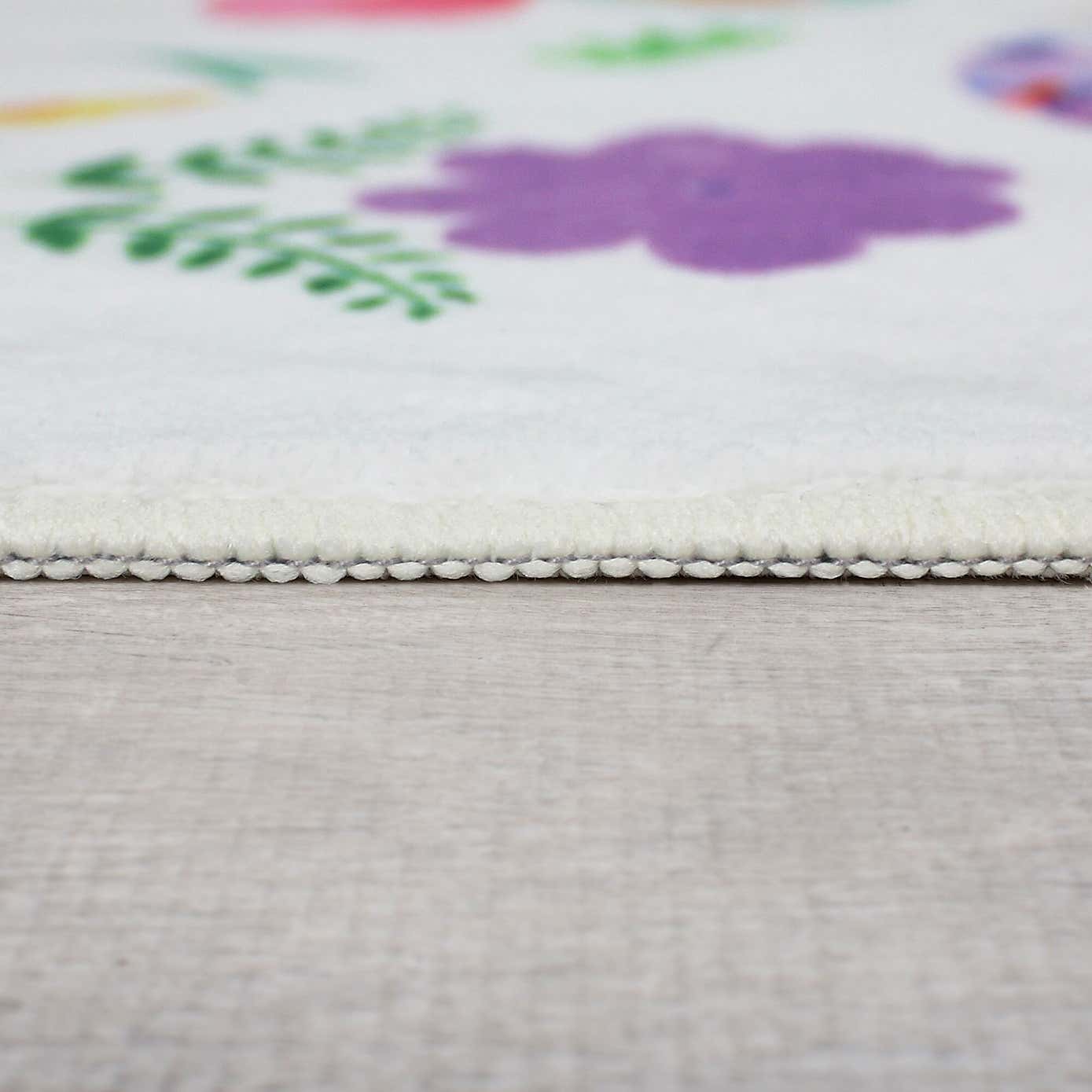 Kids Butterflies Washable Faux Fur Rug