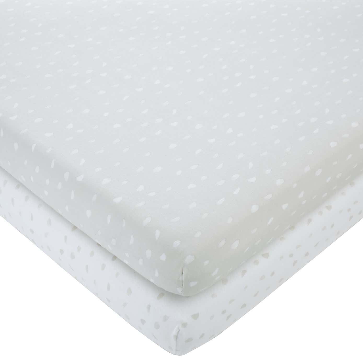 Set of 2 Spotted 100% Cotton Jersey Fitted Sheets