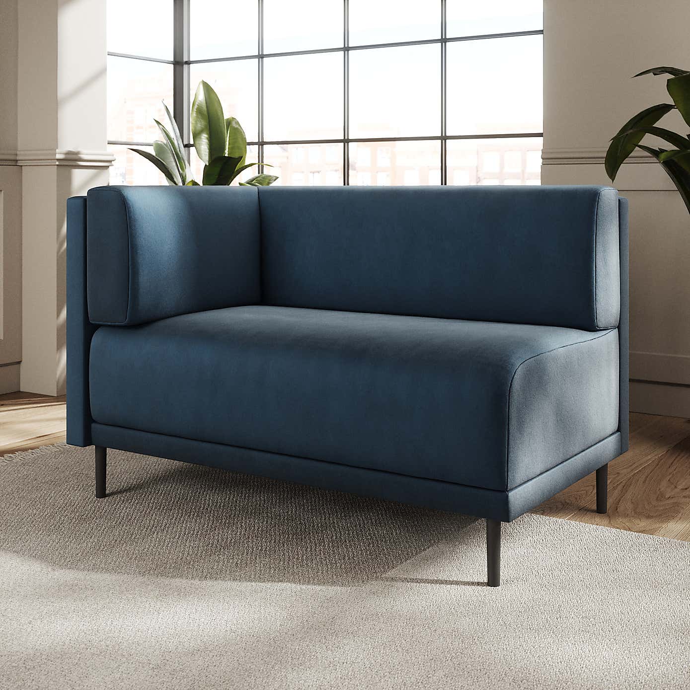 Mae Corner Dining Bench, Matte Plush Velvet