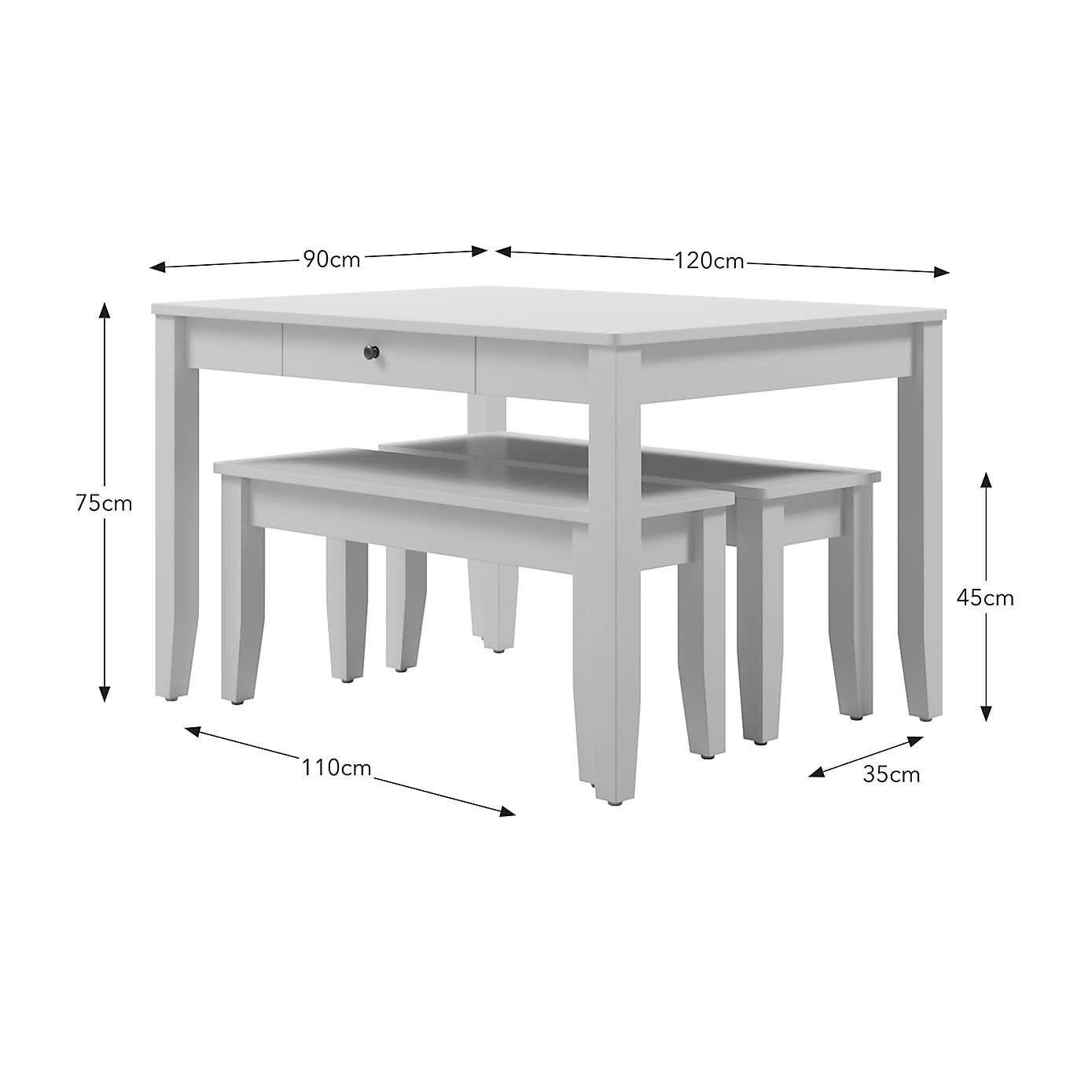 Lynton 4 Seater Dining Table and Bench Set