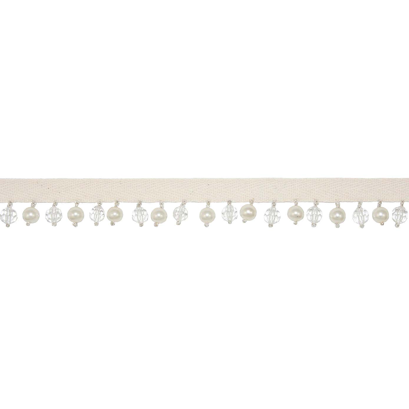 Beaded Fringe Pearl Cream Trim