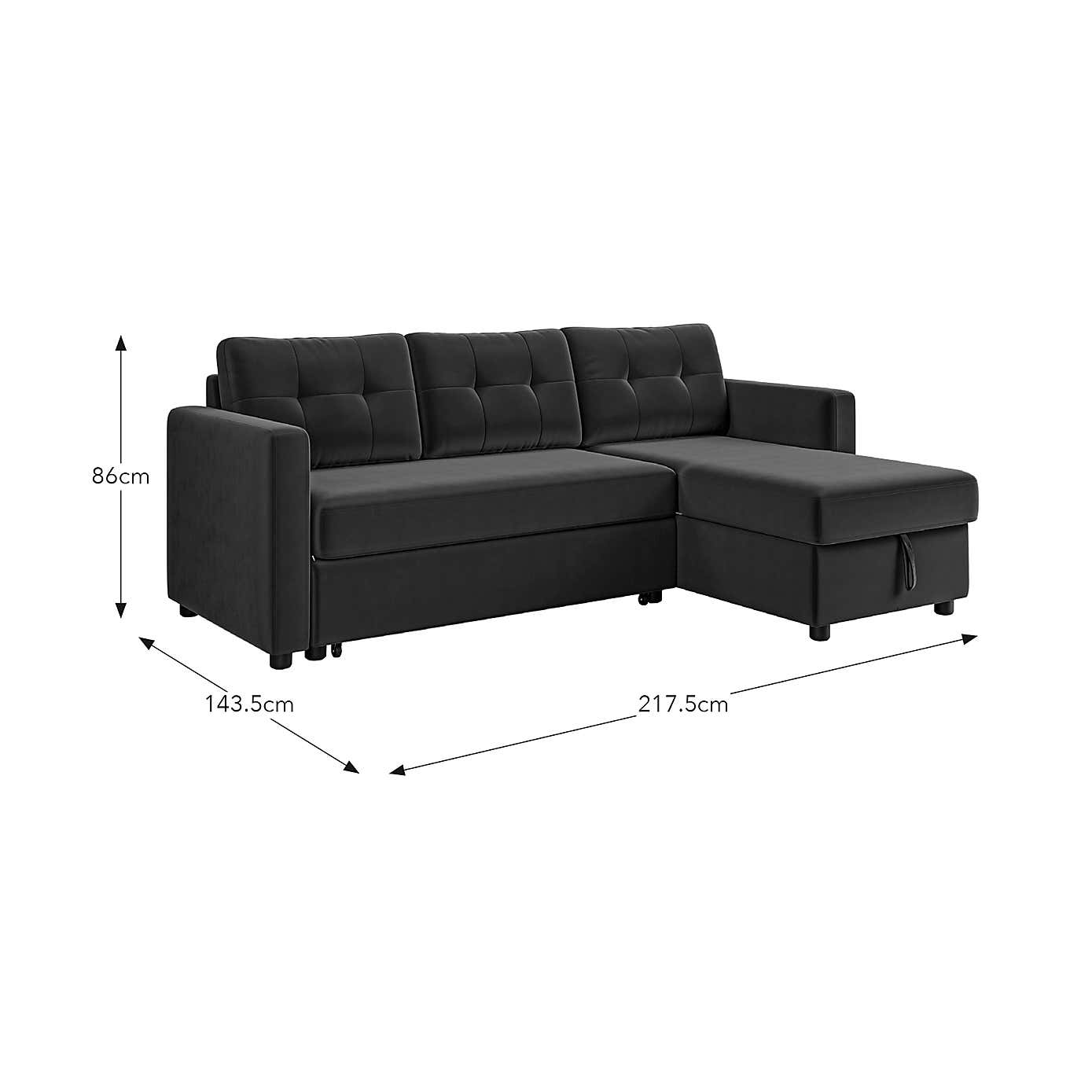 Barker Velvet Trundle Corner Chaise Sofa Bed