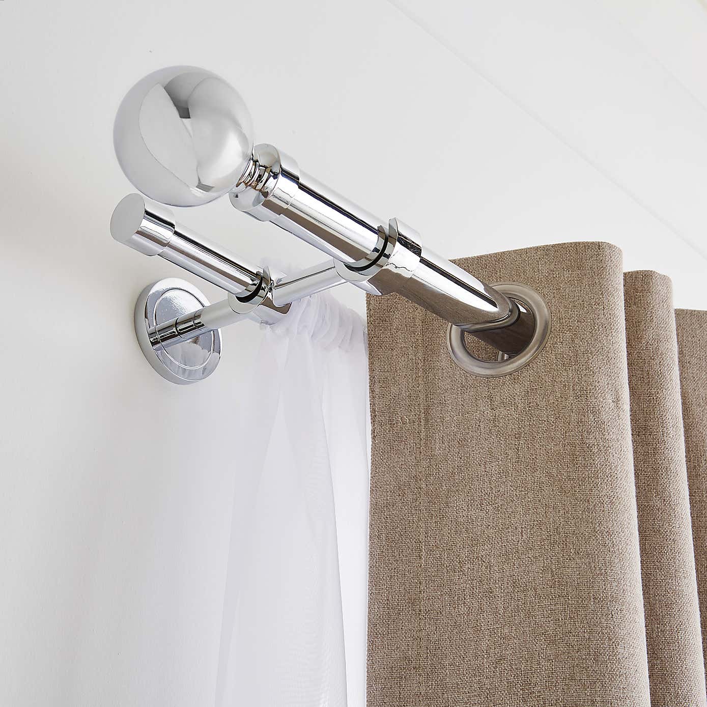 Ashton Double Layer Extendable Metal Curtain Pole