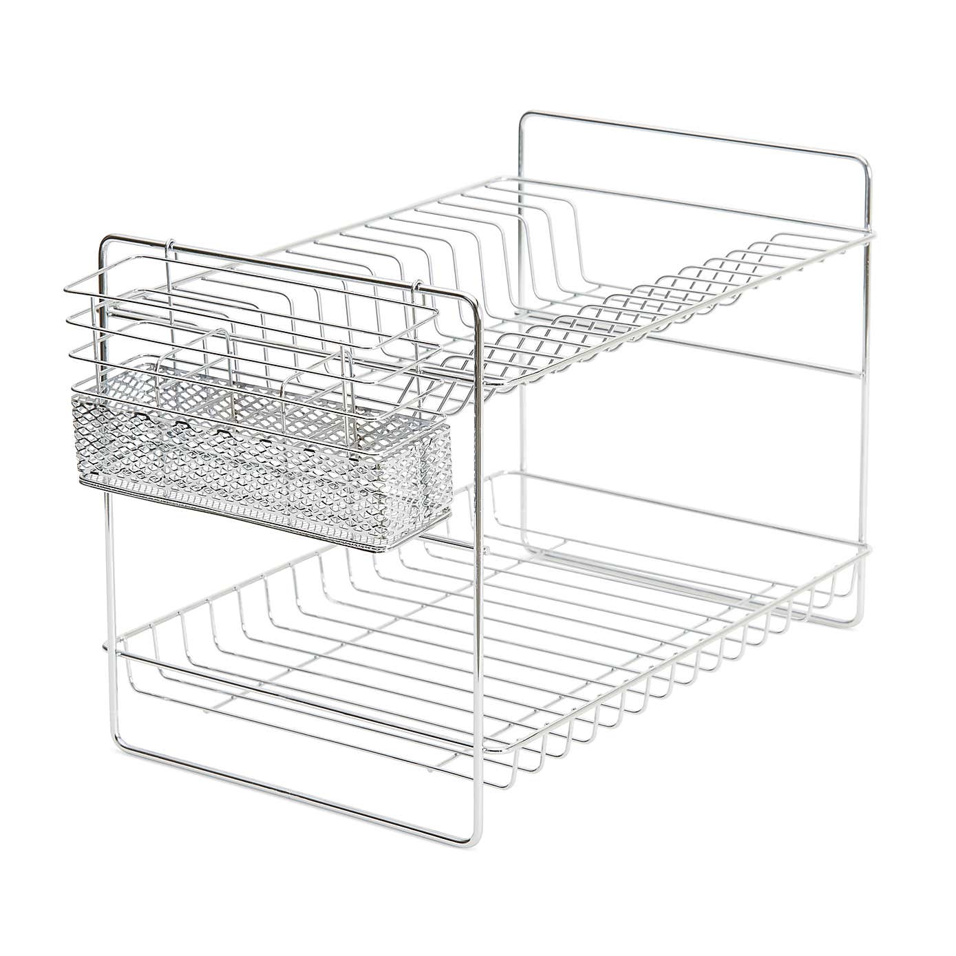 2 Tier Chrome Dish Drainer and Cutlery Holder