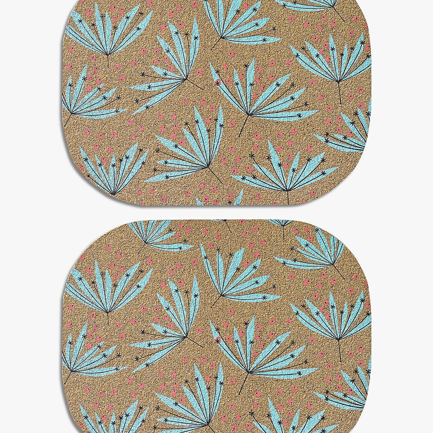 Set of 2 MissPrint Wildflower Printed Cork Placemats