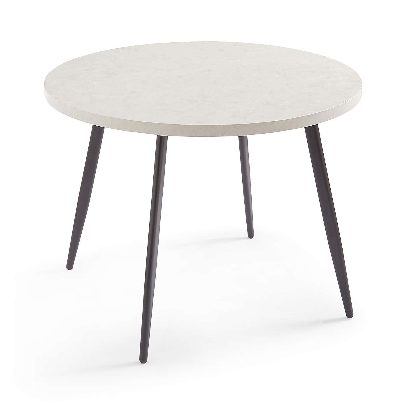 Zuri Round Dining Table, 100cm Concrete Effect