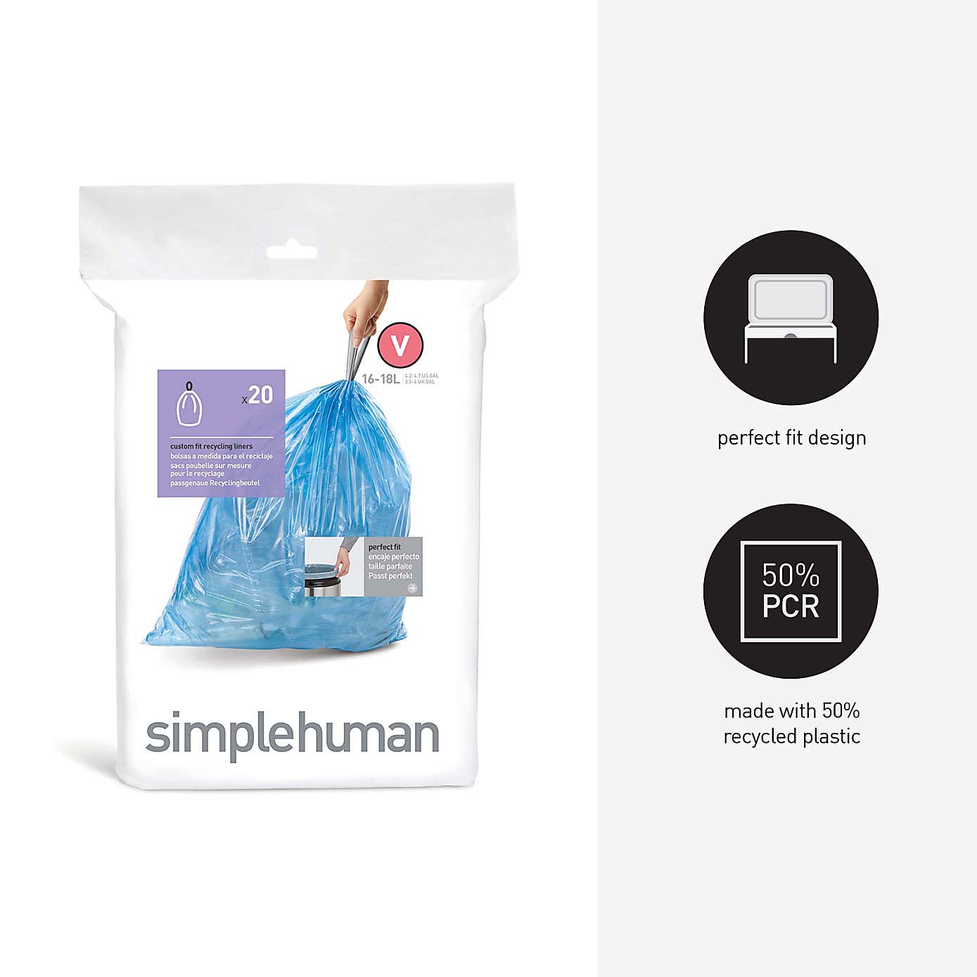 Simplehuman Pack Of 20 V 46L Bin Liners