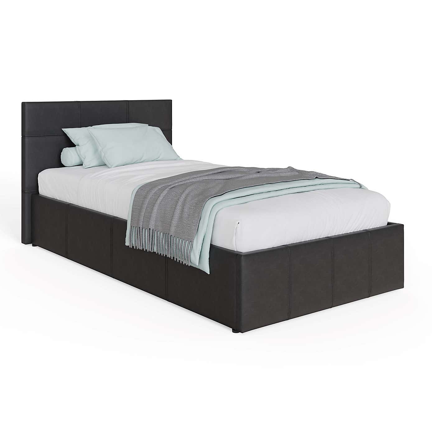 Side Lift Ottoman Bed Frame, Faux Leather