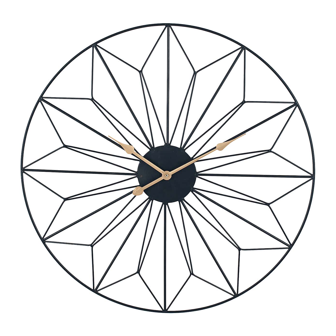 Black and Gold Geo Design Wall Clock 77cm