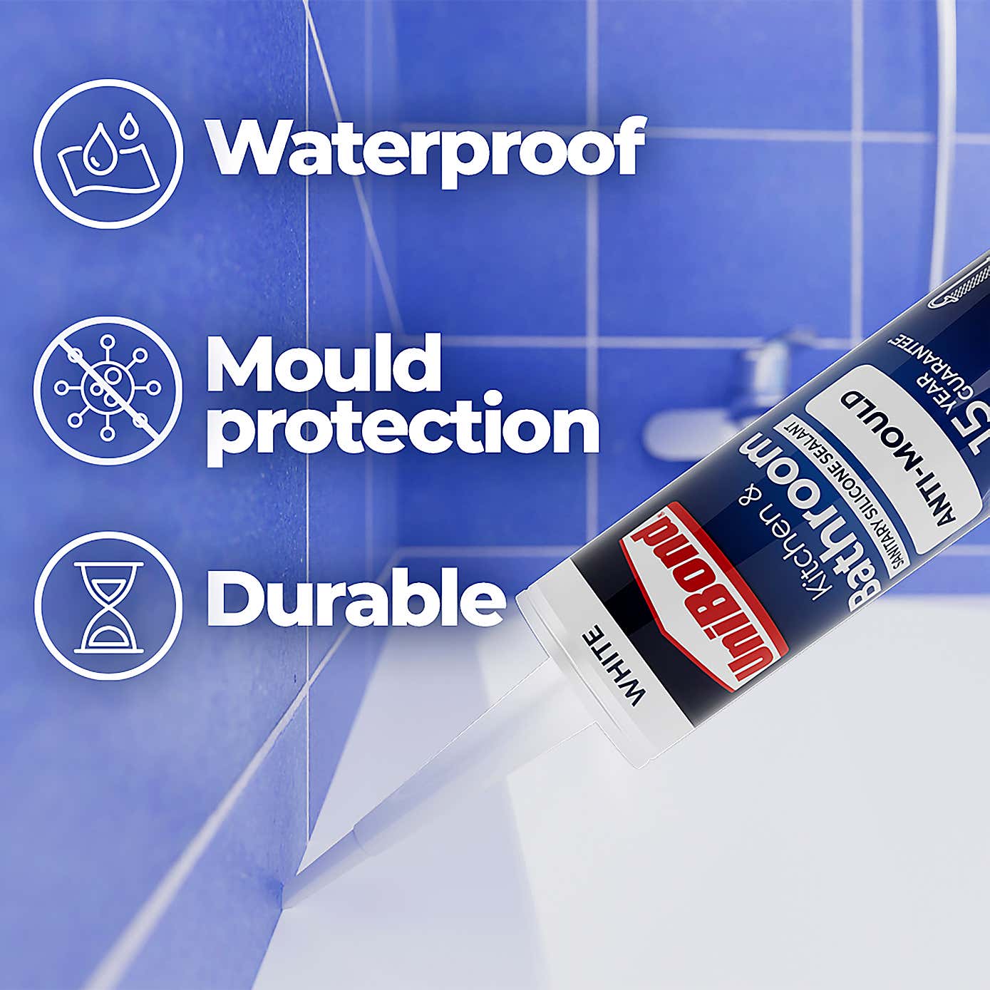 UniBond Anti Mould Kitchen and Bathroom Silicone Sealant 274g