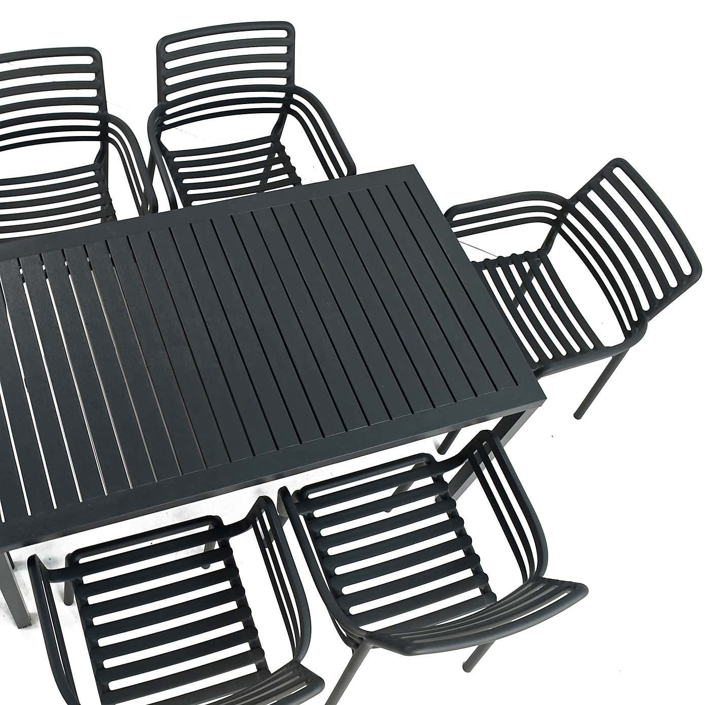 Cube Dining Table with 6 Doga Chair Set Anthracite