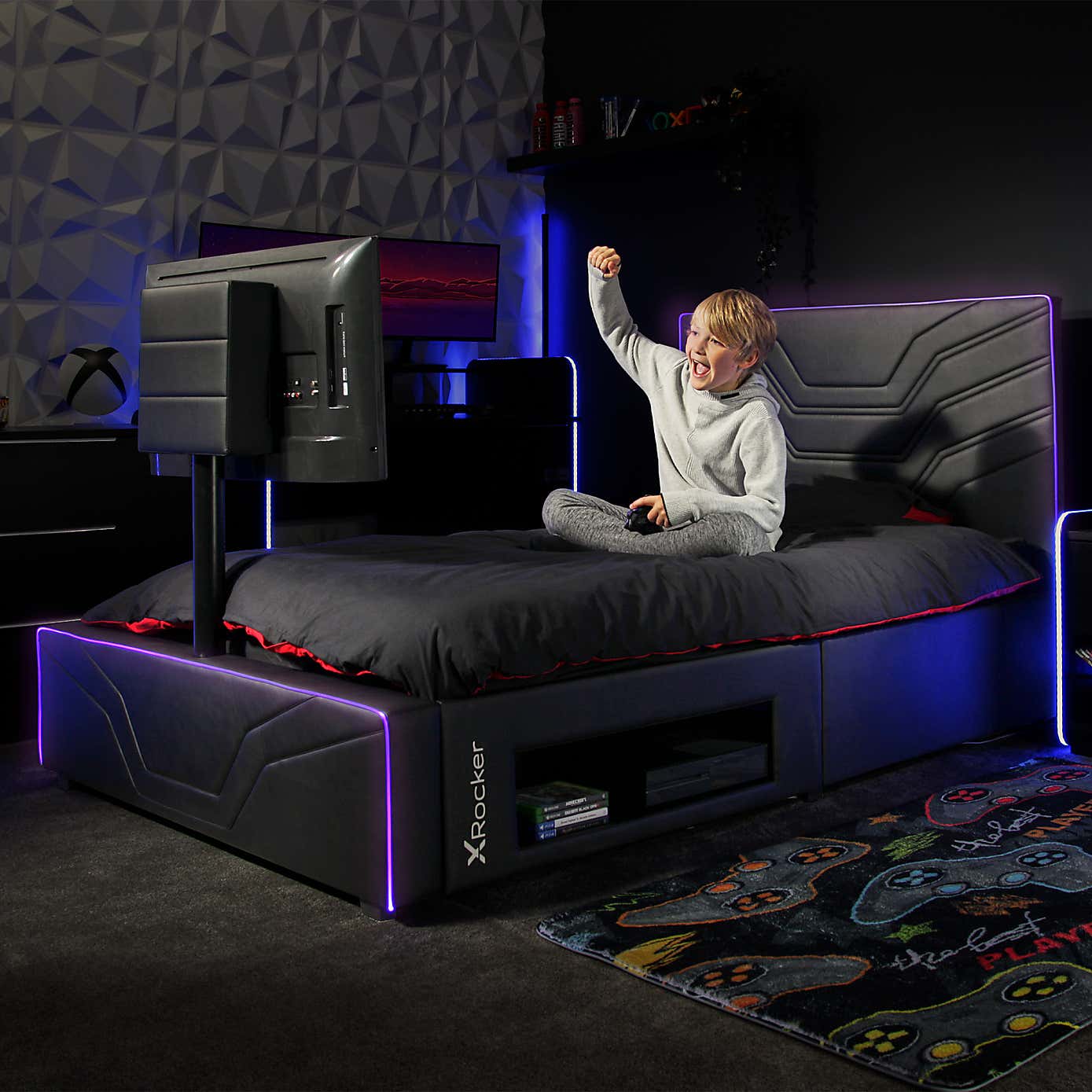 X Rocker Oracle Gaming TV Bed with Neo Fibre LED