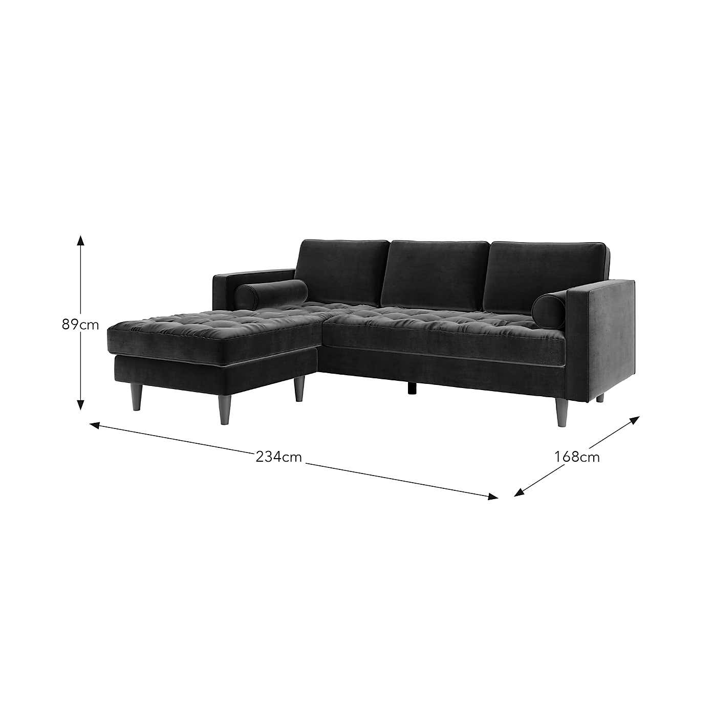 Zoe Casual Sit Velvet Corner Chaise Sofa