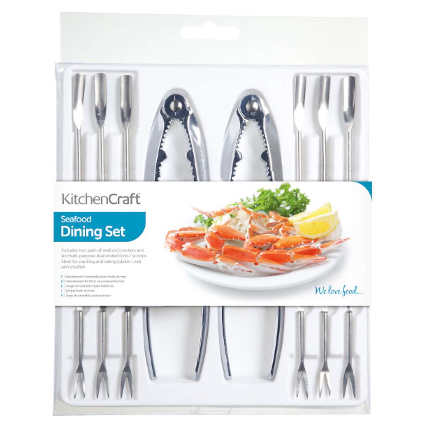 KitchenCraft 8 Piece Seafood Tool Set with Crab Crackers and Picks