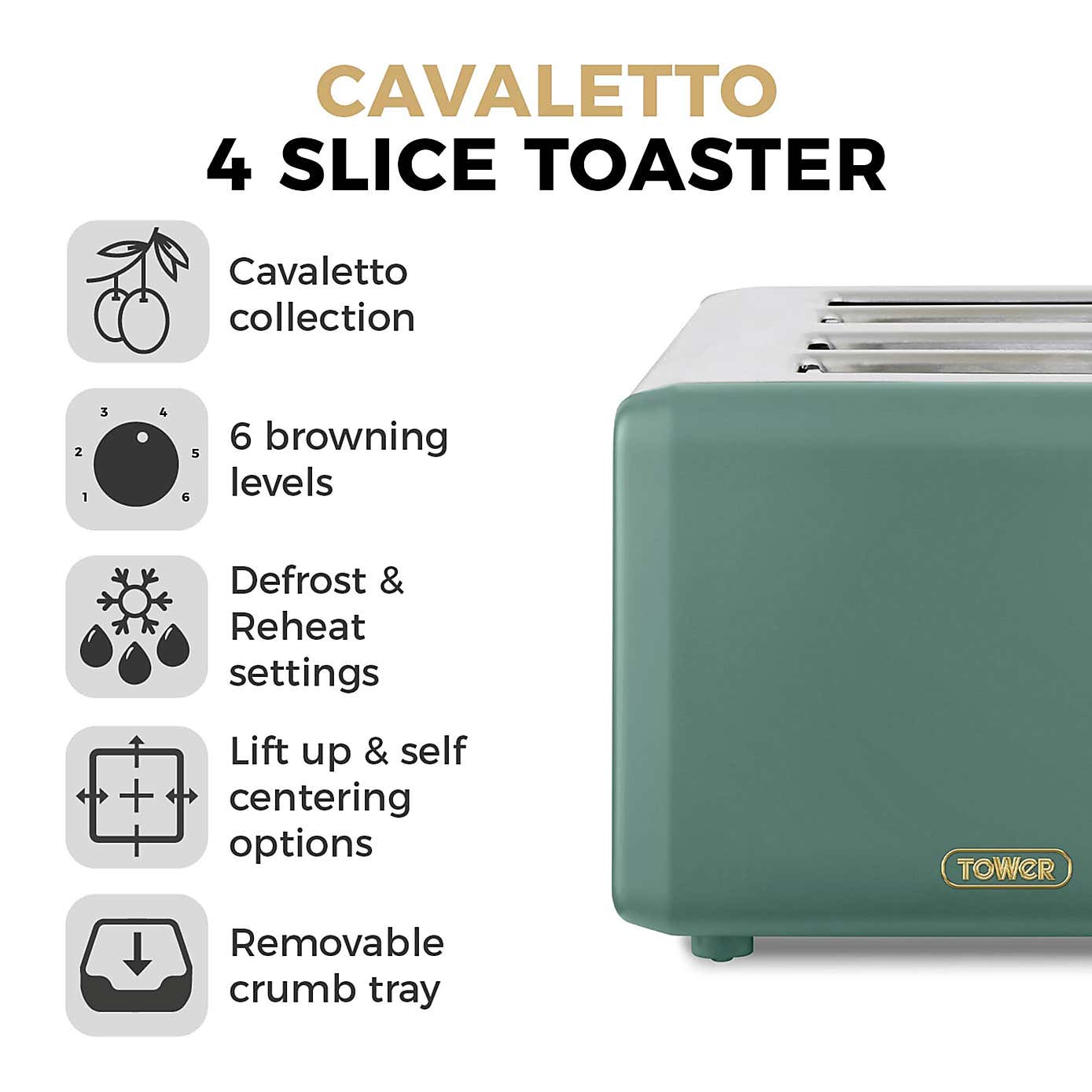 TOWER Cavaletto 4 Slice Toaster