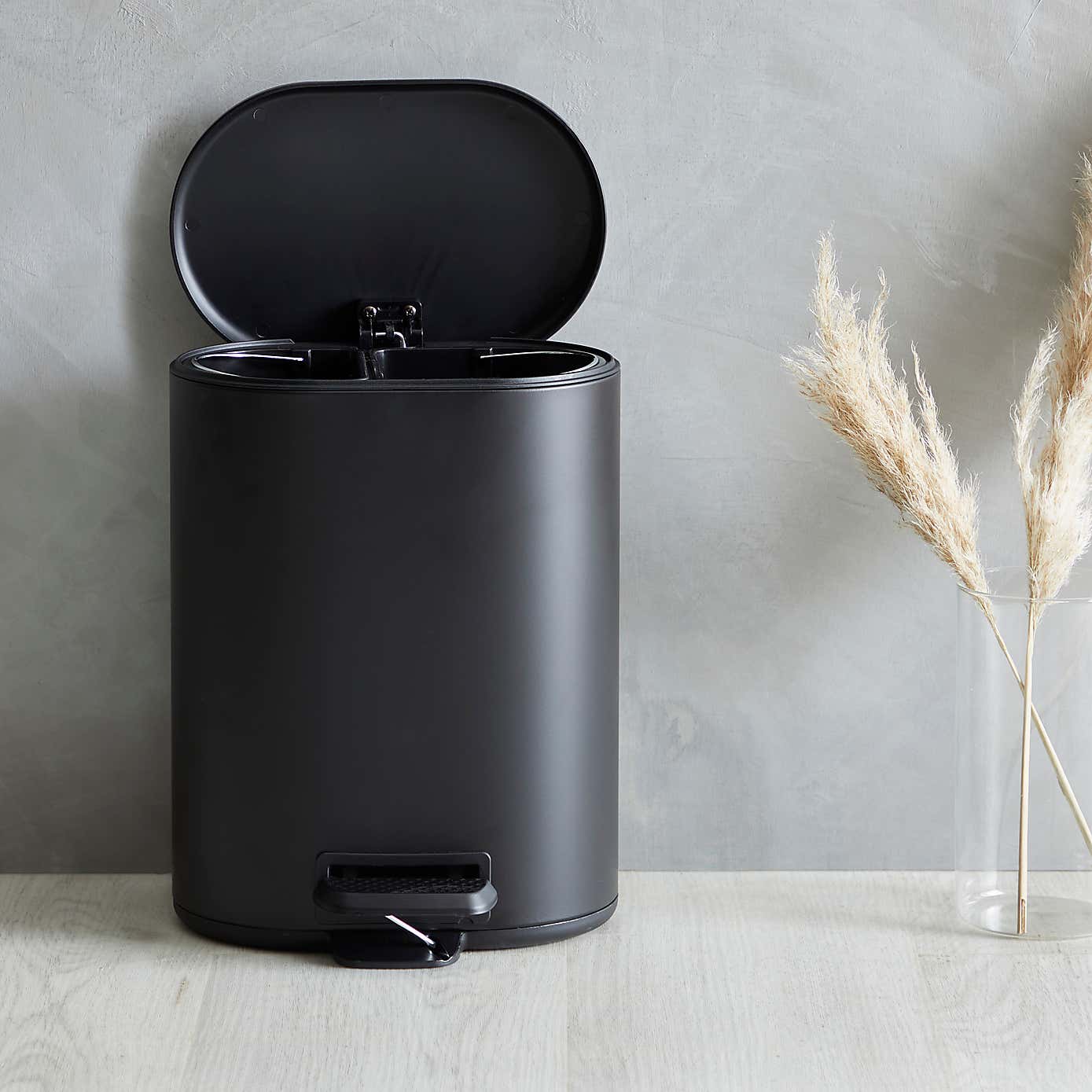 Elements 6L Matte Black Recycling Pedal Bin