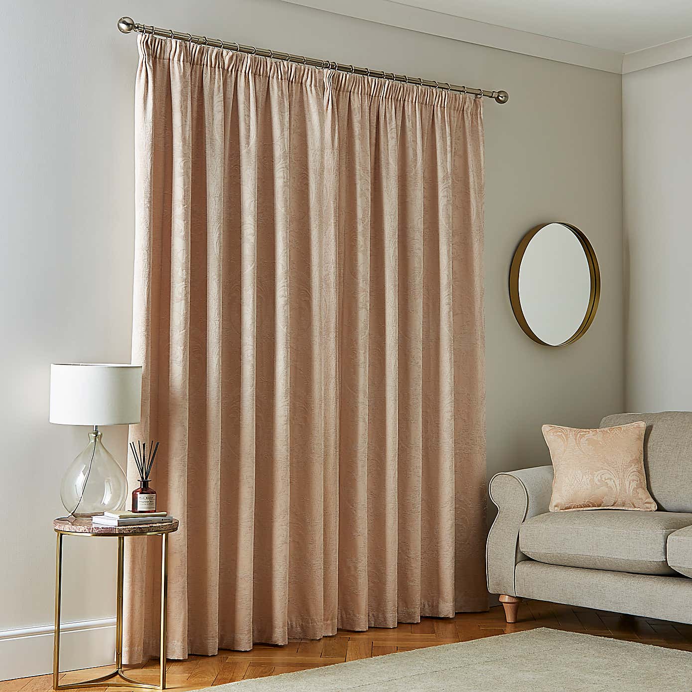 Zahra Chenille Jacquard Pencil Pleat Curtains