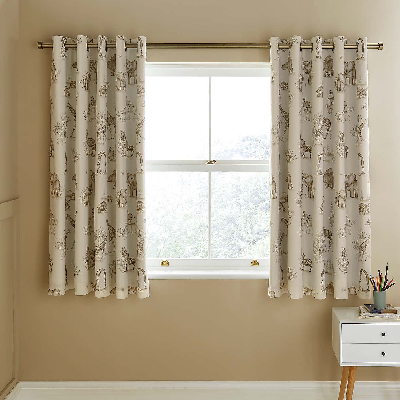 Sketched Animal Eyelet Curtains