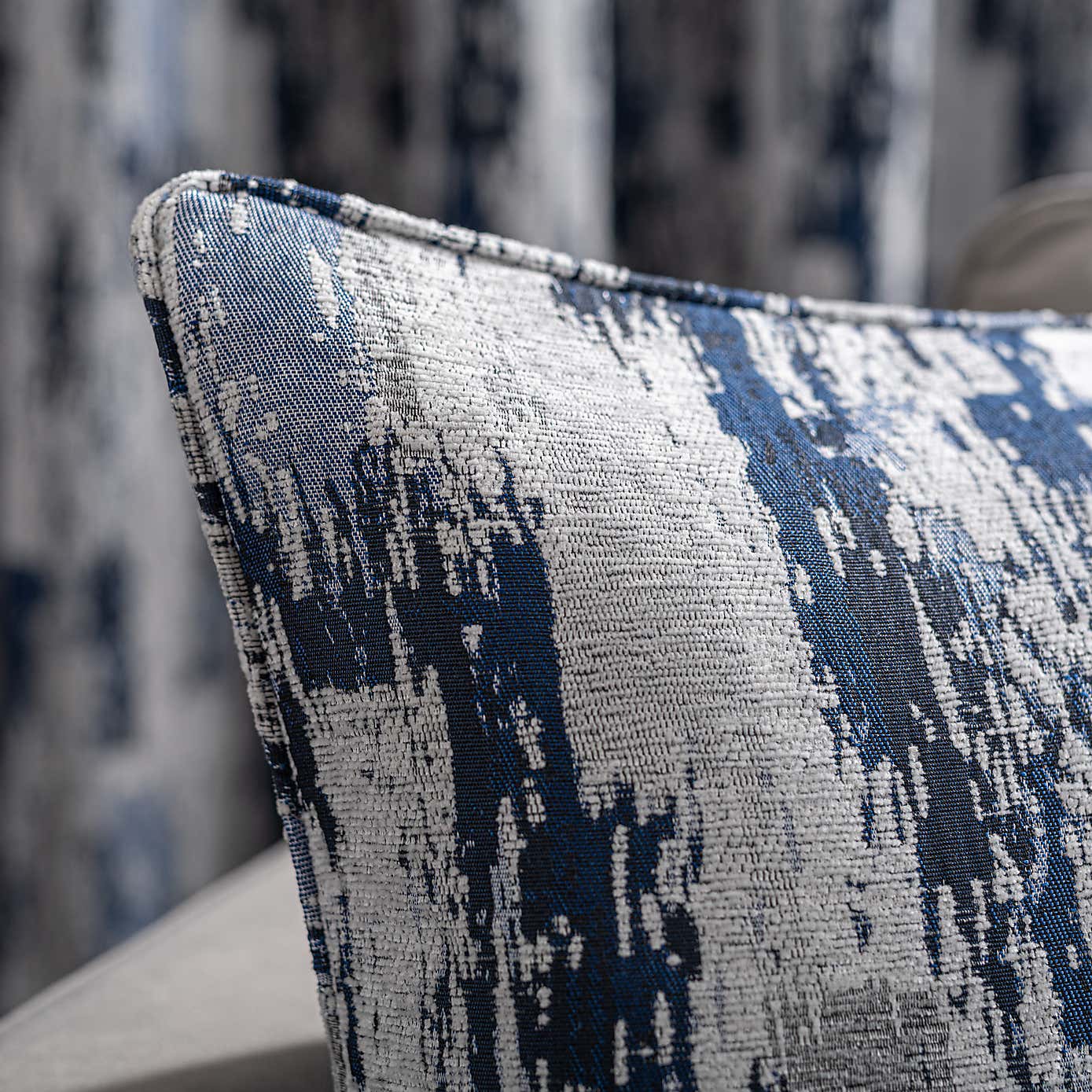Abstract Global Navy Cushion