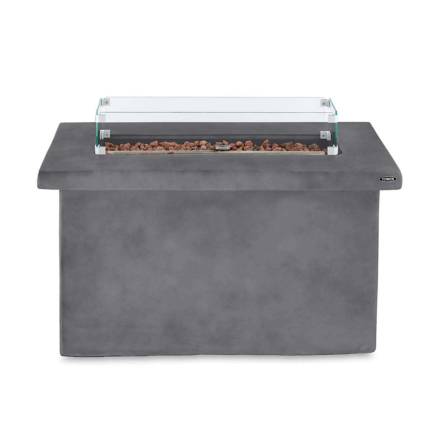 Tower Magna H60cm Rectangular Gas Fire Pit, Grey