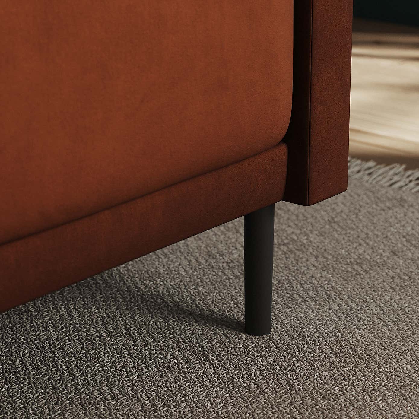 Amali Corner Dining Bench, Matte Plush Velvet