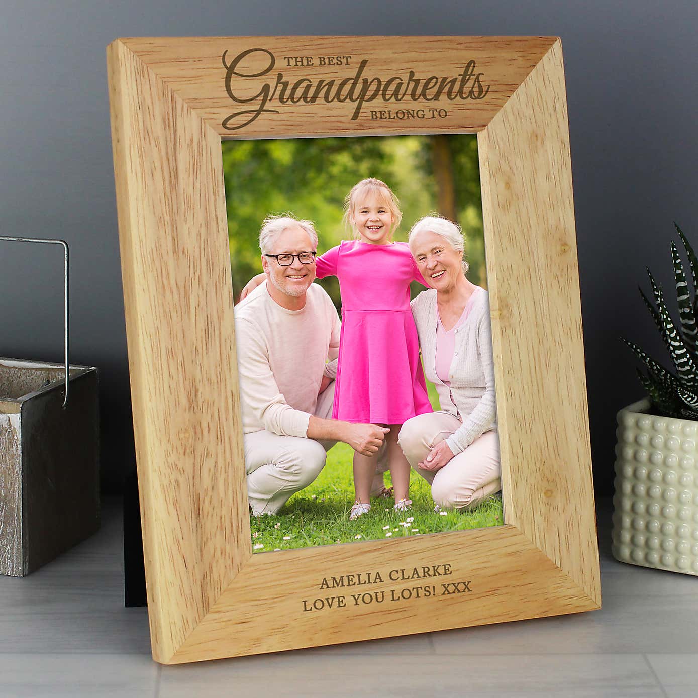 Personalised The Best Grandparents Light Wood Portrait Photo Frame