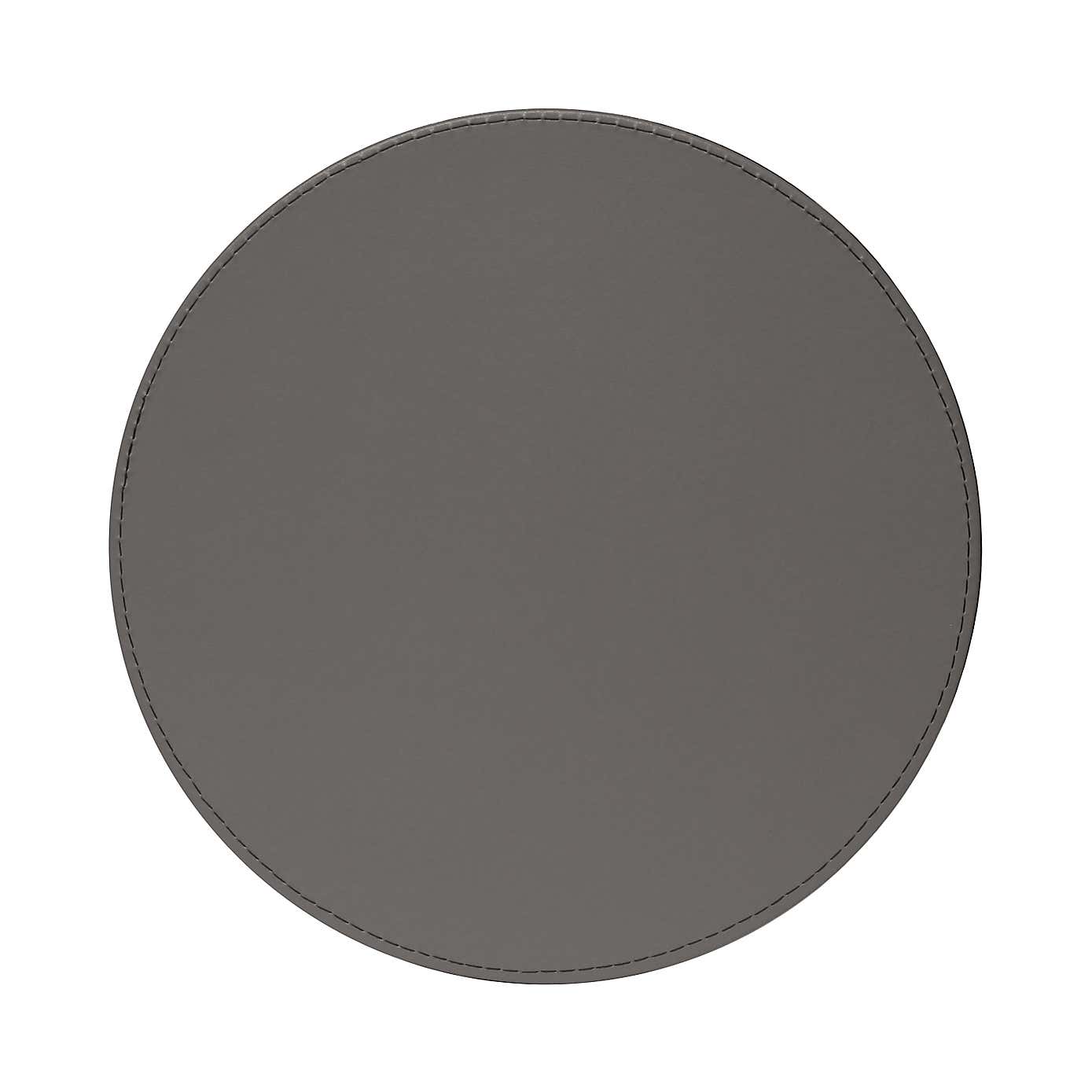 Set of 4 Black & Grey Faux Leather Reversible Round Placemats