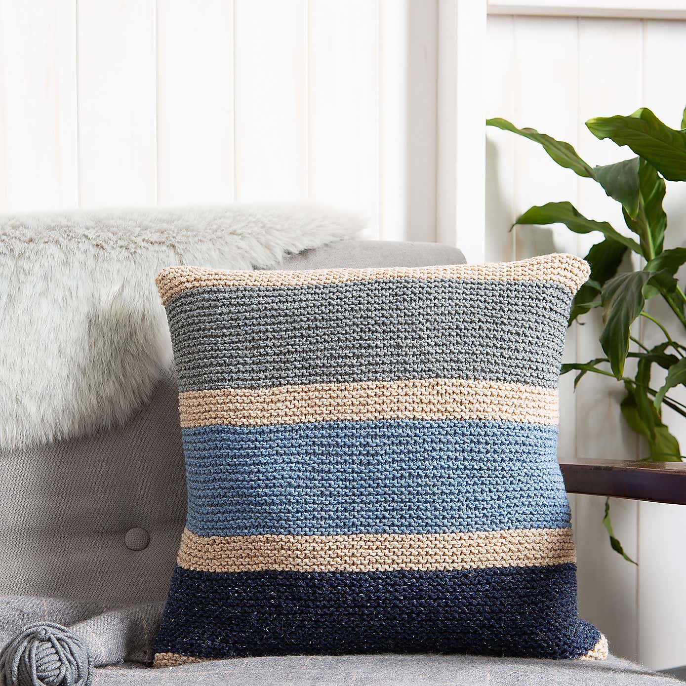 Wool Couture Rainbow Cushion Blue Knit Kit