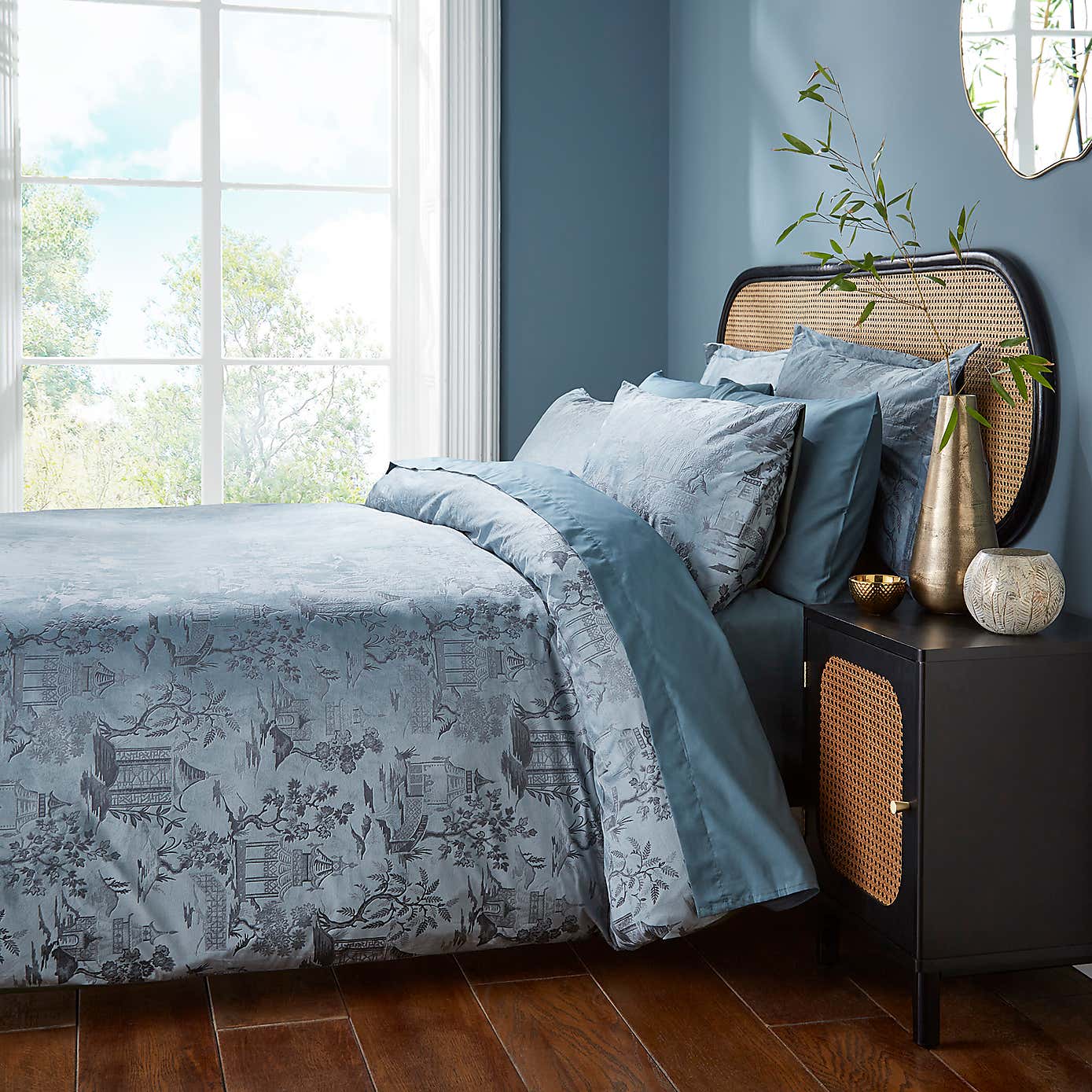 Makato Trail Blue Duvet Cover and Pillowcase Set