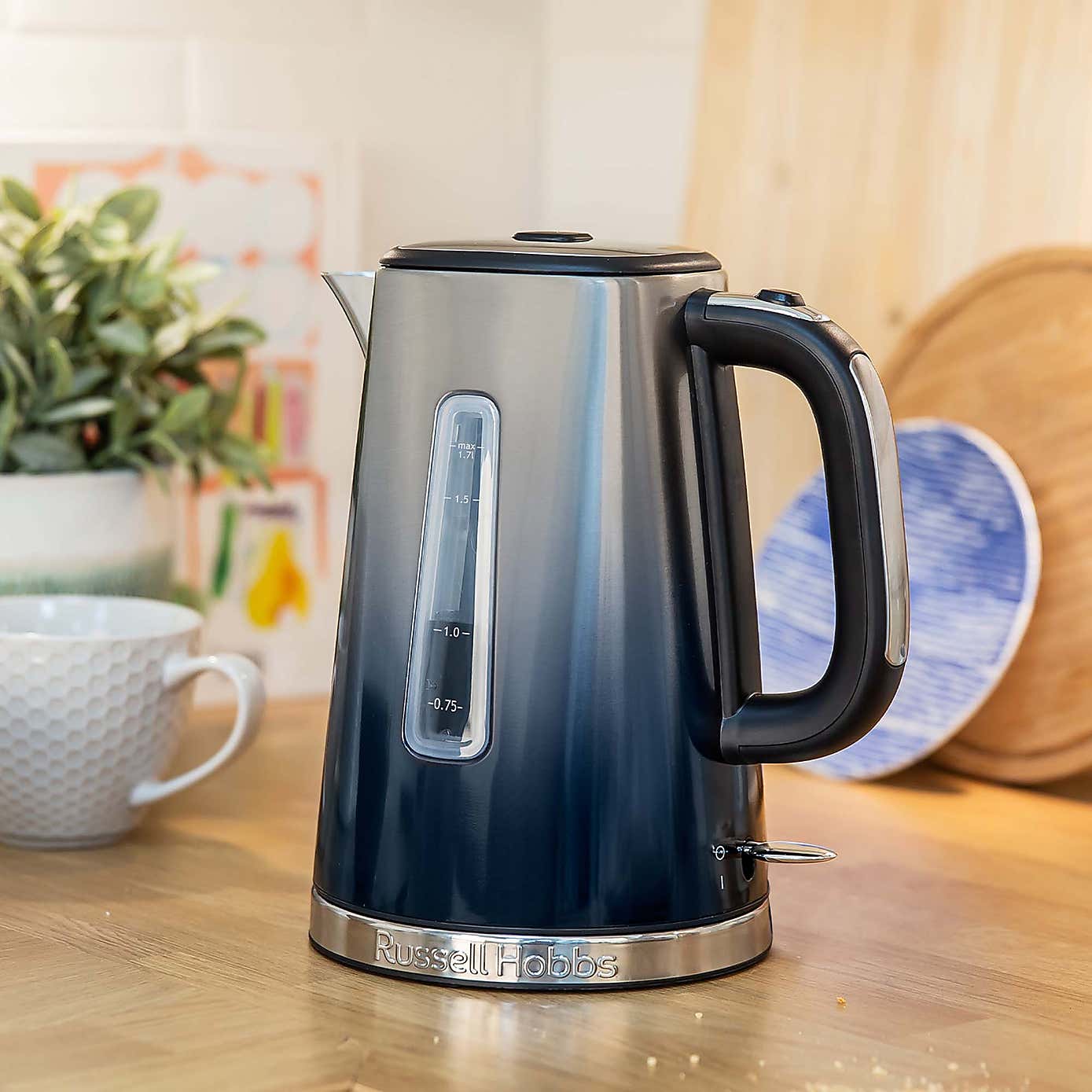 Russell Hobbs Eclipse Blue Kettle & 4 Slice Toaster