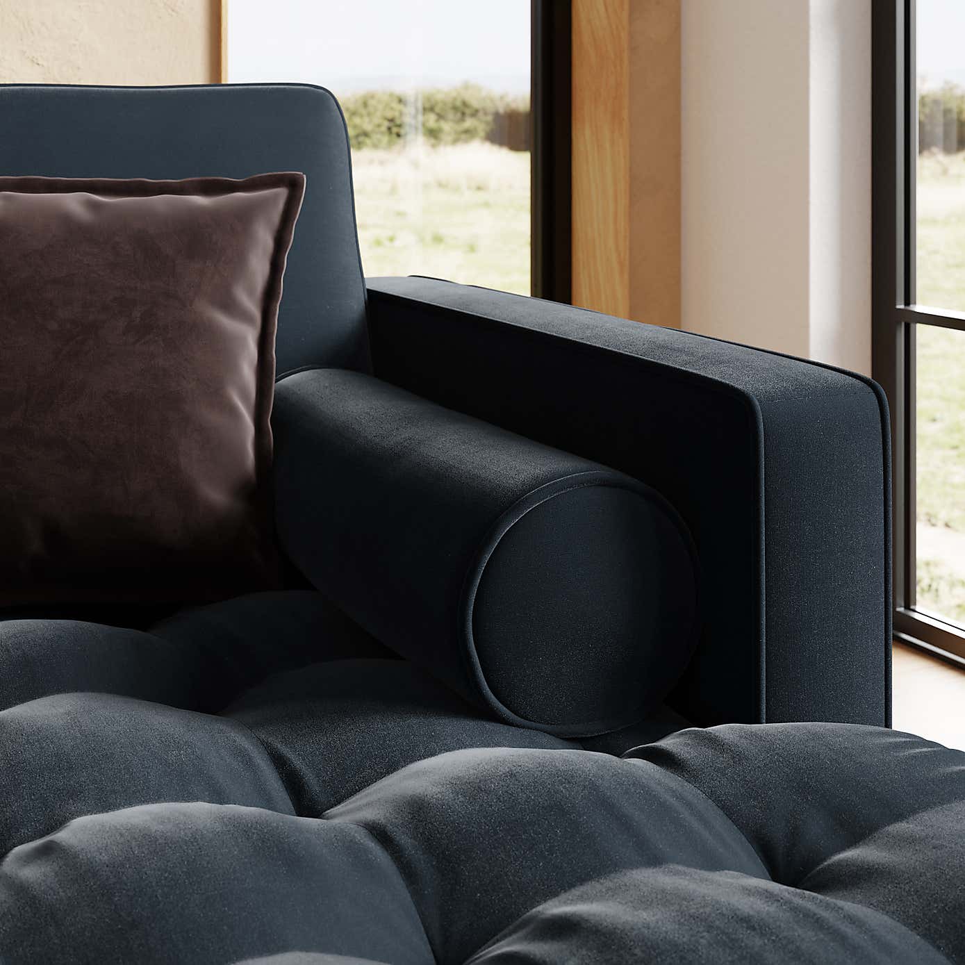 Zoe Casual Sit Velvet Corner Chaise Sofa