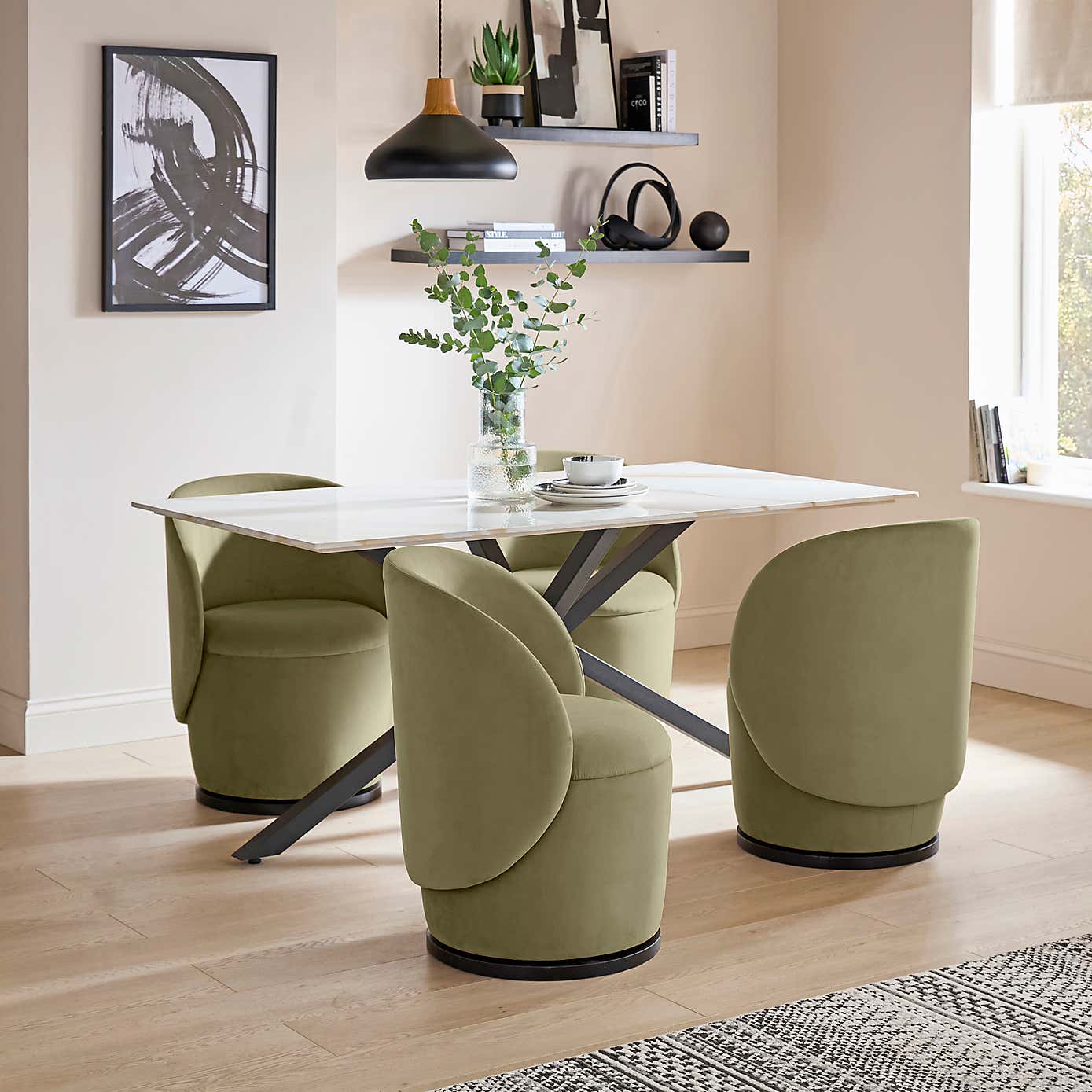 Jaylen Swivel Dining Chair, Velvet