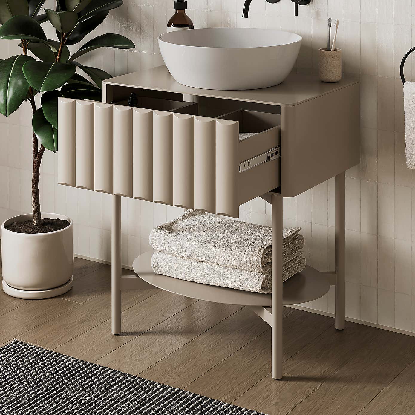 Alita Single Vanity Unit, Sandstone