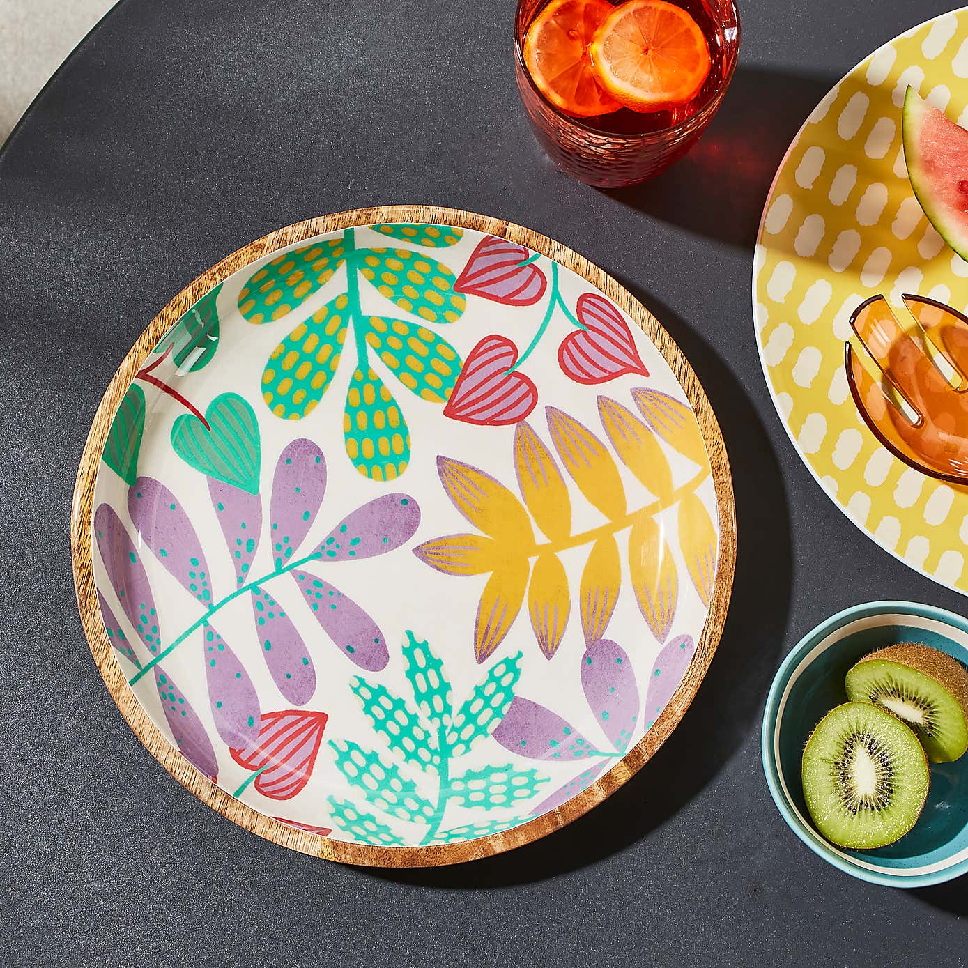 Palm Leaves Mango Wood Serving Plate