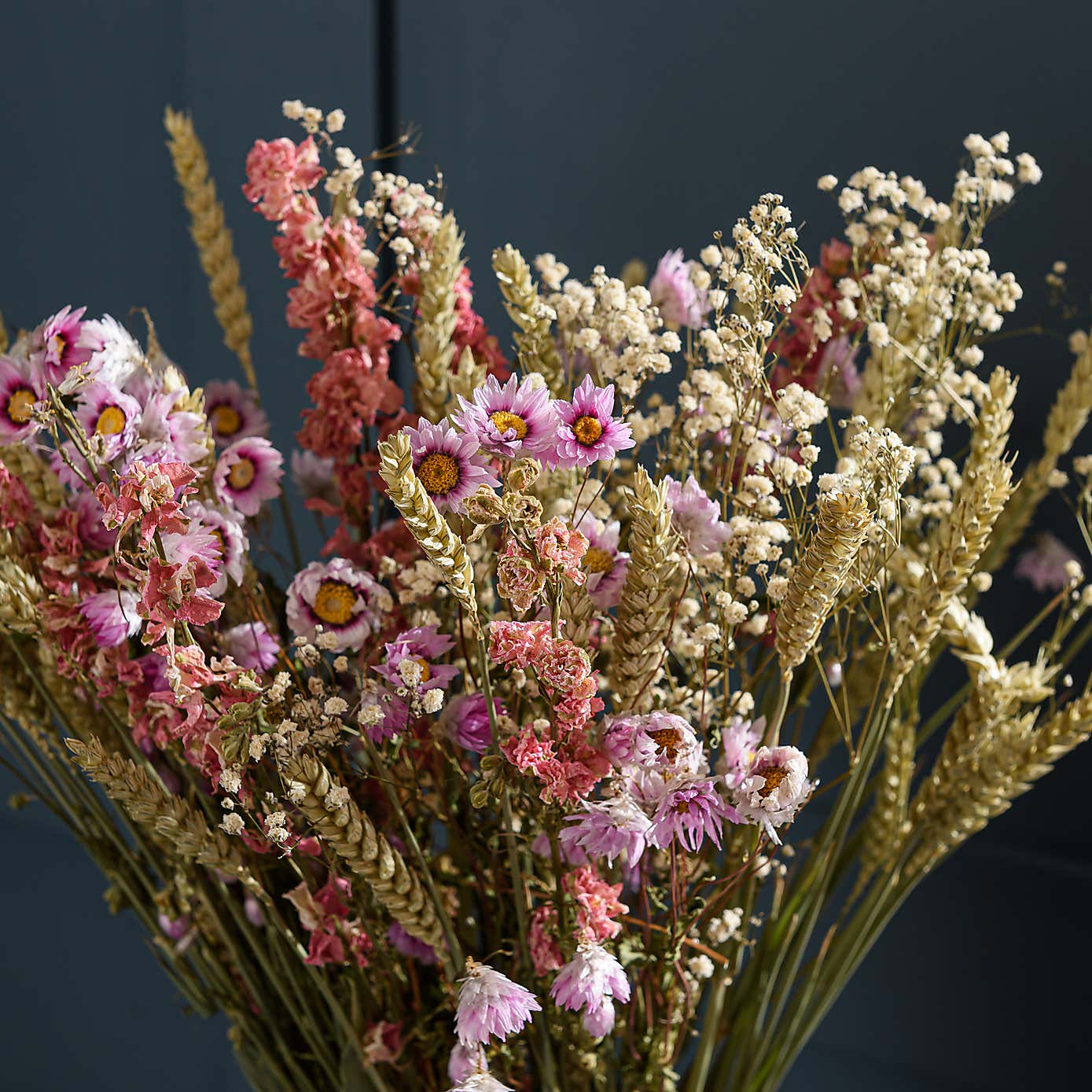 Dried Pink Delphinium Bouquet