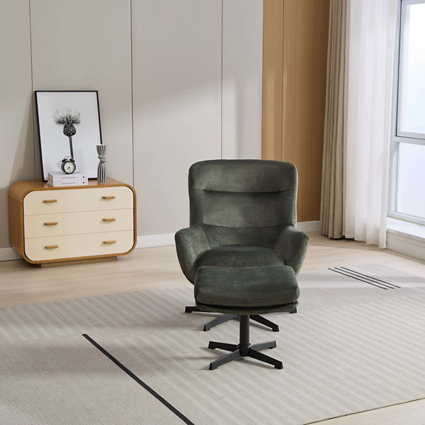 Image Furnishings Isla Swivel Recliner Chair with Footstool