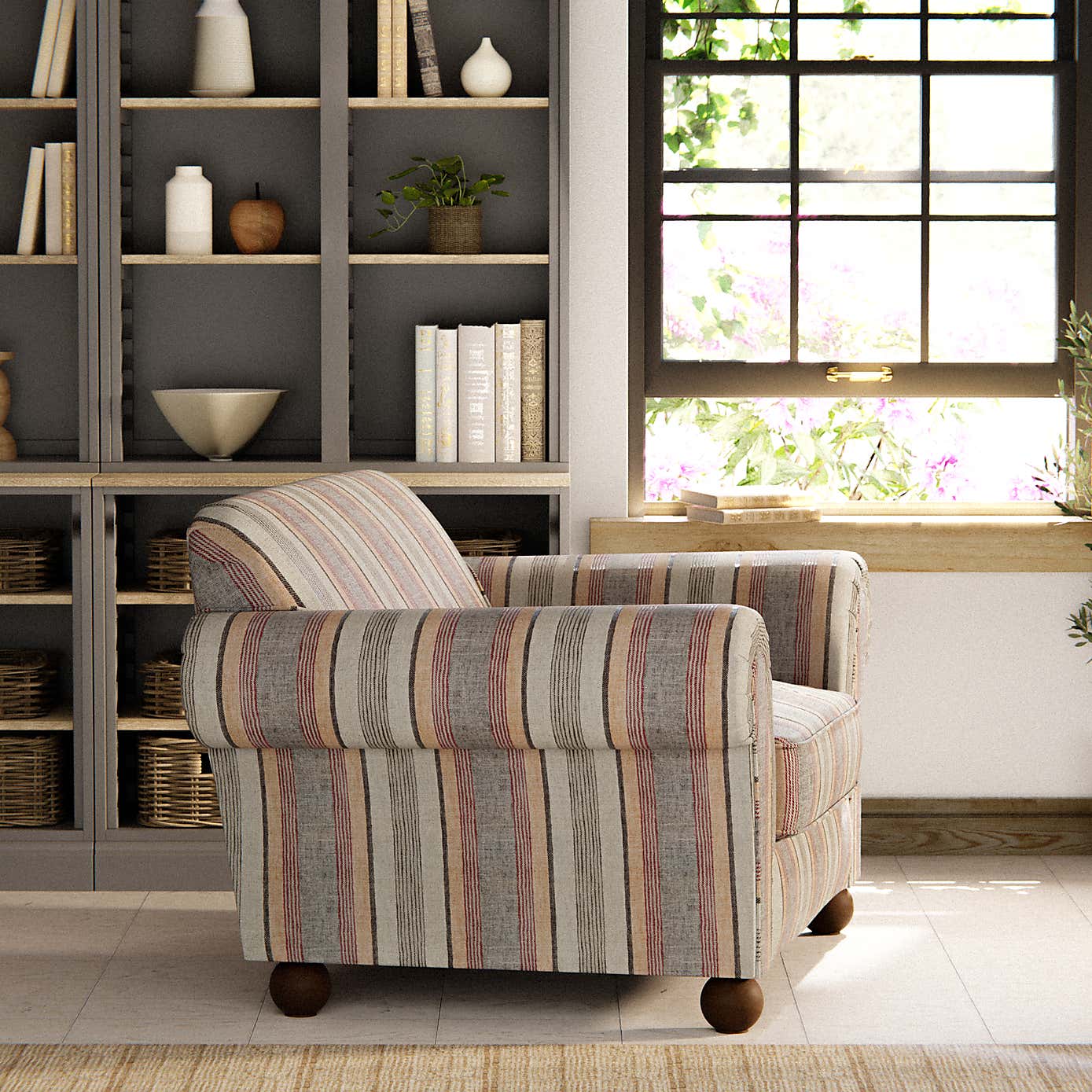 Angus Striped Linen Snuggle Chair