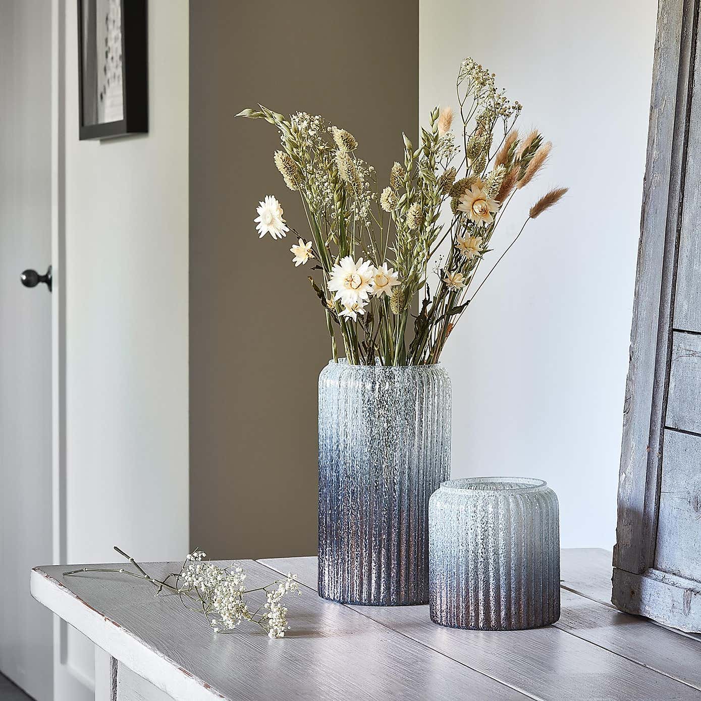 Verre Ribbed Tall Frosted Glass Vase