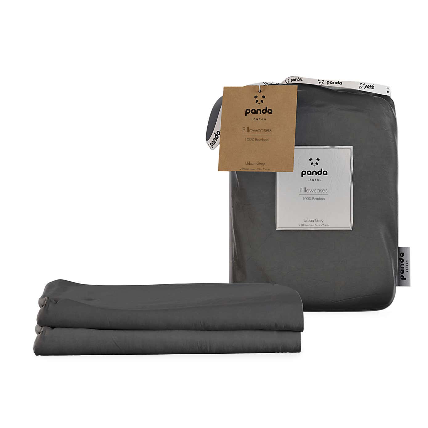 Panda Bamboo Urban Grey Pillowcase Pair