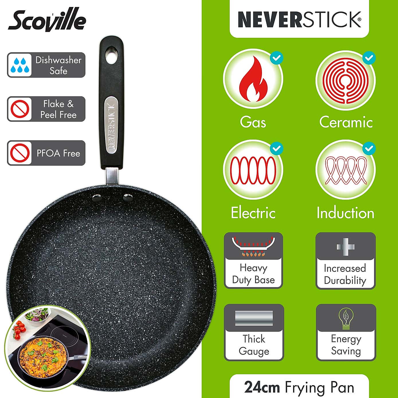 Scoville Neverstick Non-stick Aluminium Frying Pan, 24cm