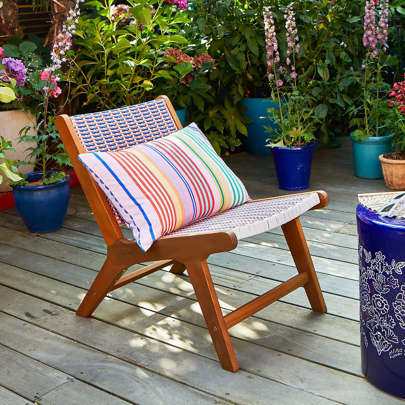 Sophie Robinson Coral & Cobalt Pavilion Deck Chair