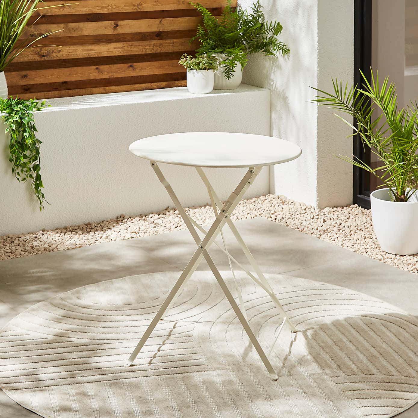White Steel 60cm Folding Bistro Table
