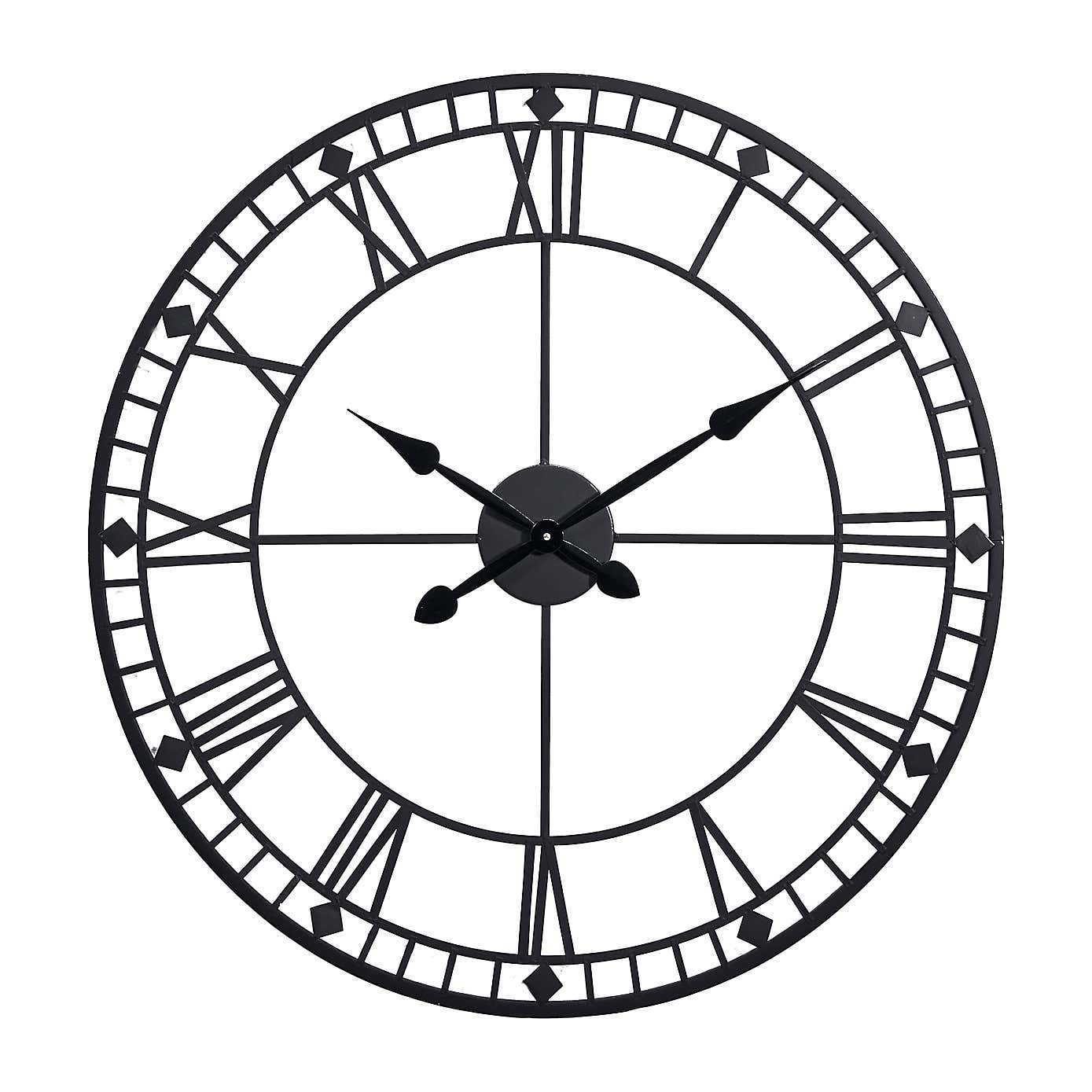 Black Metal Skeleton Wall Clock 80cm