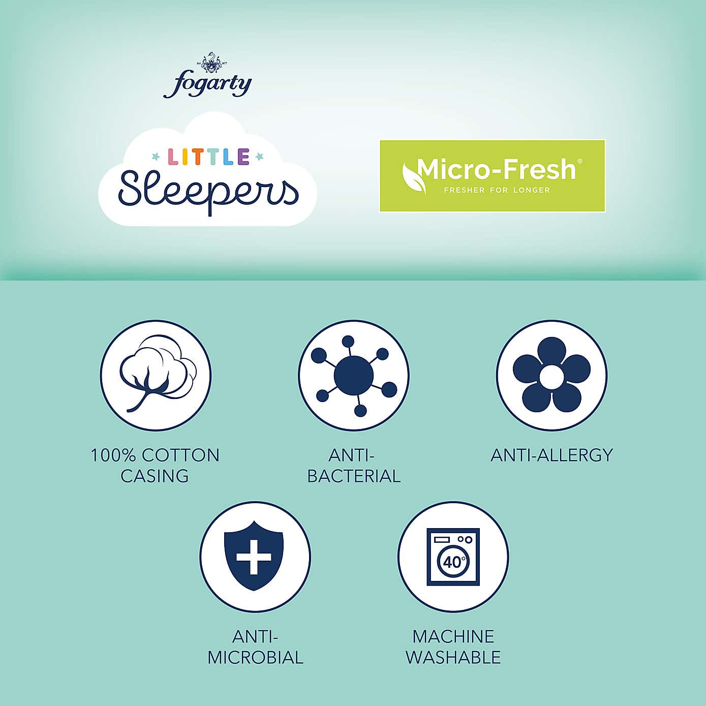 Fogarty Little Sleepers Forever Fresh 4 Tog  Cot Bed Duvet and Pillow Set